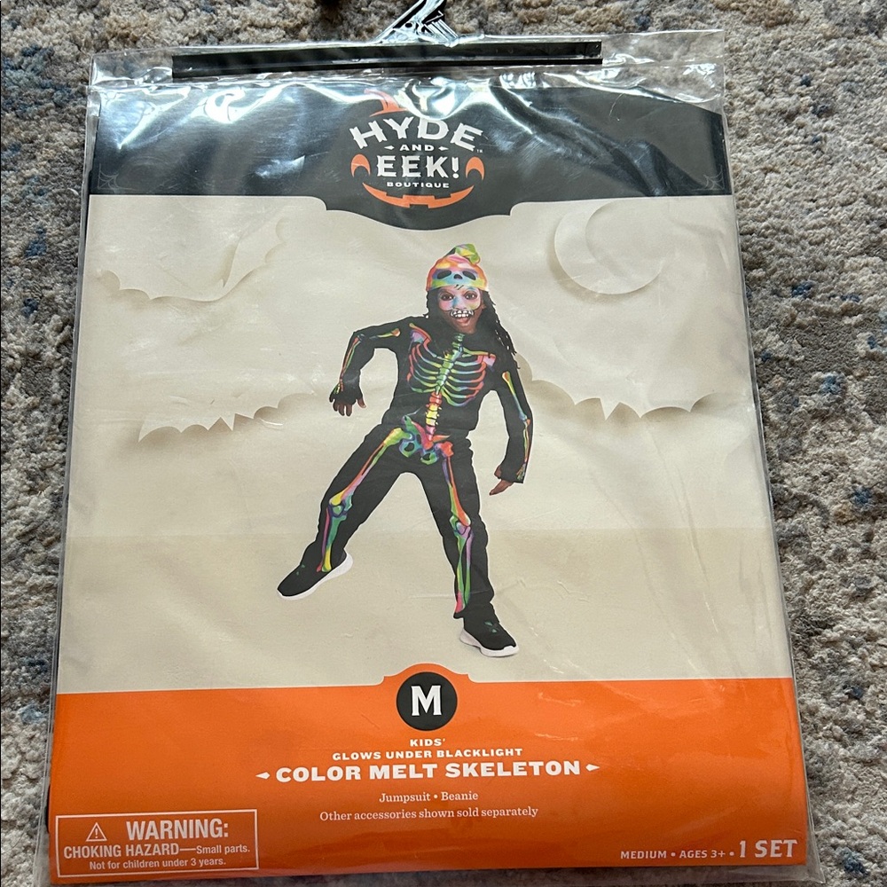 Hyde & Eek! Kids Glow Skeleton Costume - Black and Multicolor